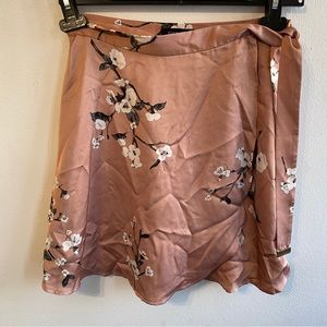 Dynamite Blush Floral Wrap Skirt